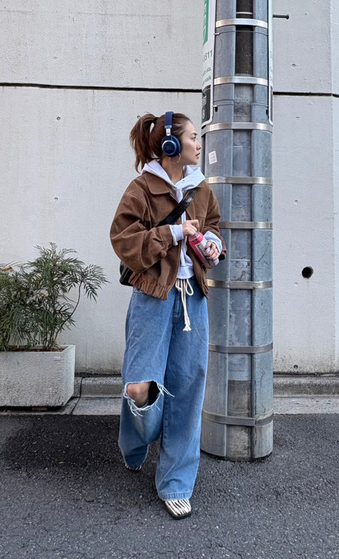 レオパードパッチボーイズデニム